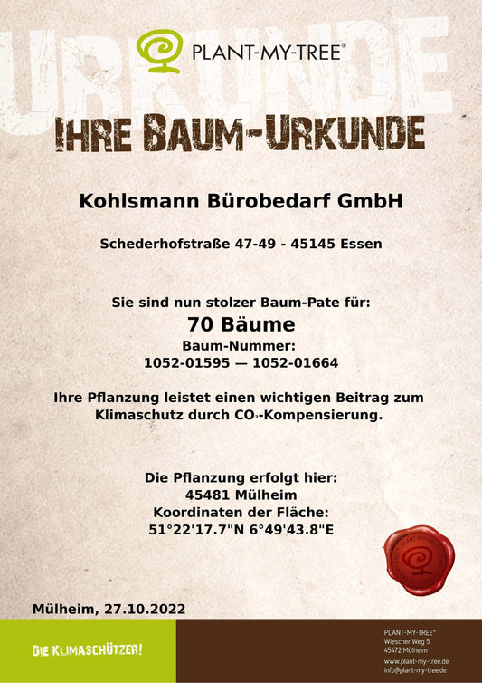 Baumpflanz-Tour 2022 mit Kohlsmann Bürowelten! - Bürowelten.eu