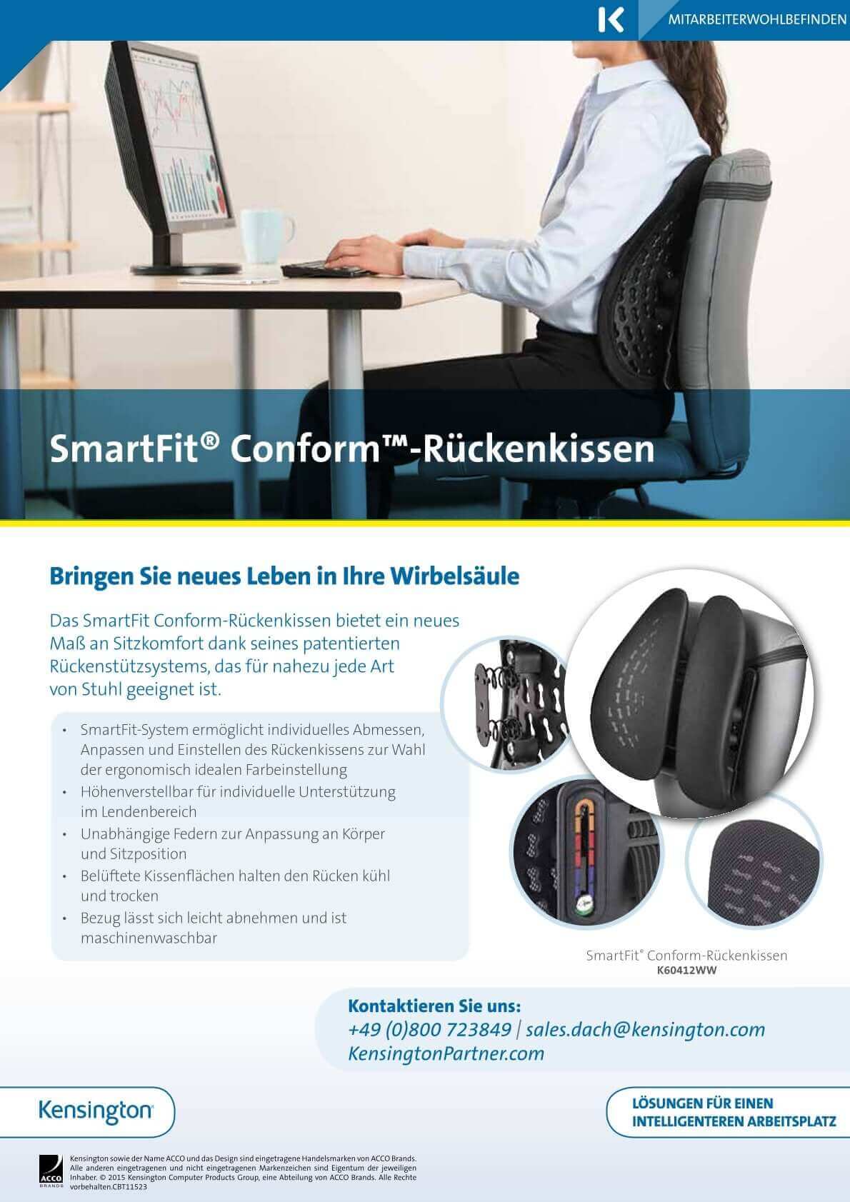 Leitz Acco Brands Kensington SmartFit Conform-Rückenkissen - Bürowelten.eu