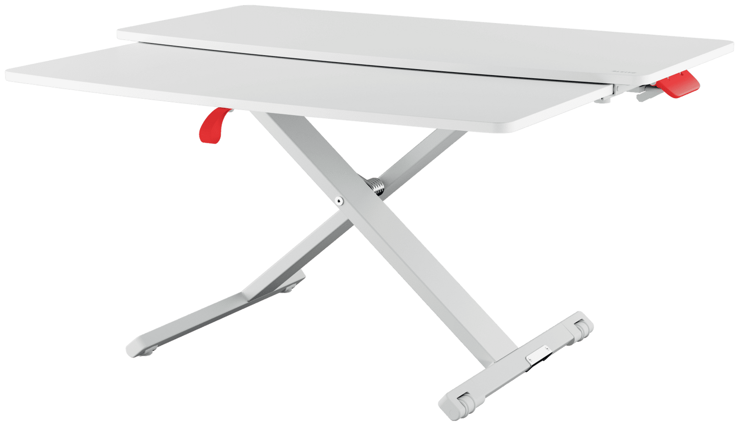 Leitz Acco Brands Ergo Cosy Höhenverstellbarer Sitz-/Steh-Schreibtischaufsatz mit ausziehbarer Tastaturablage - Bürowelten.eu