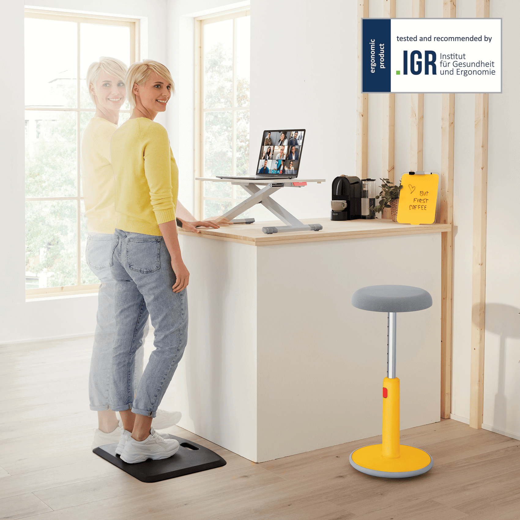 Leitz Acco Brands Ergo Cosy Höhenverstellbarer Sitz-/Steh-Schreibtischaufsatz - Bürowelten.eu